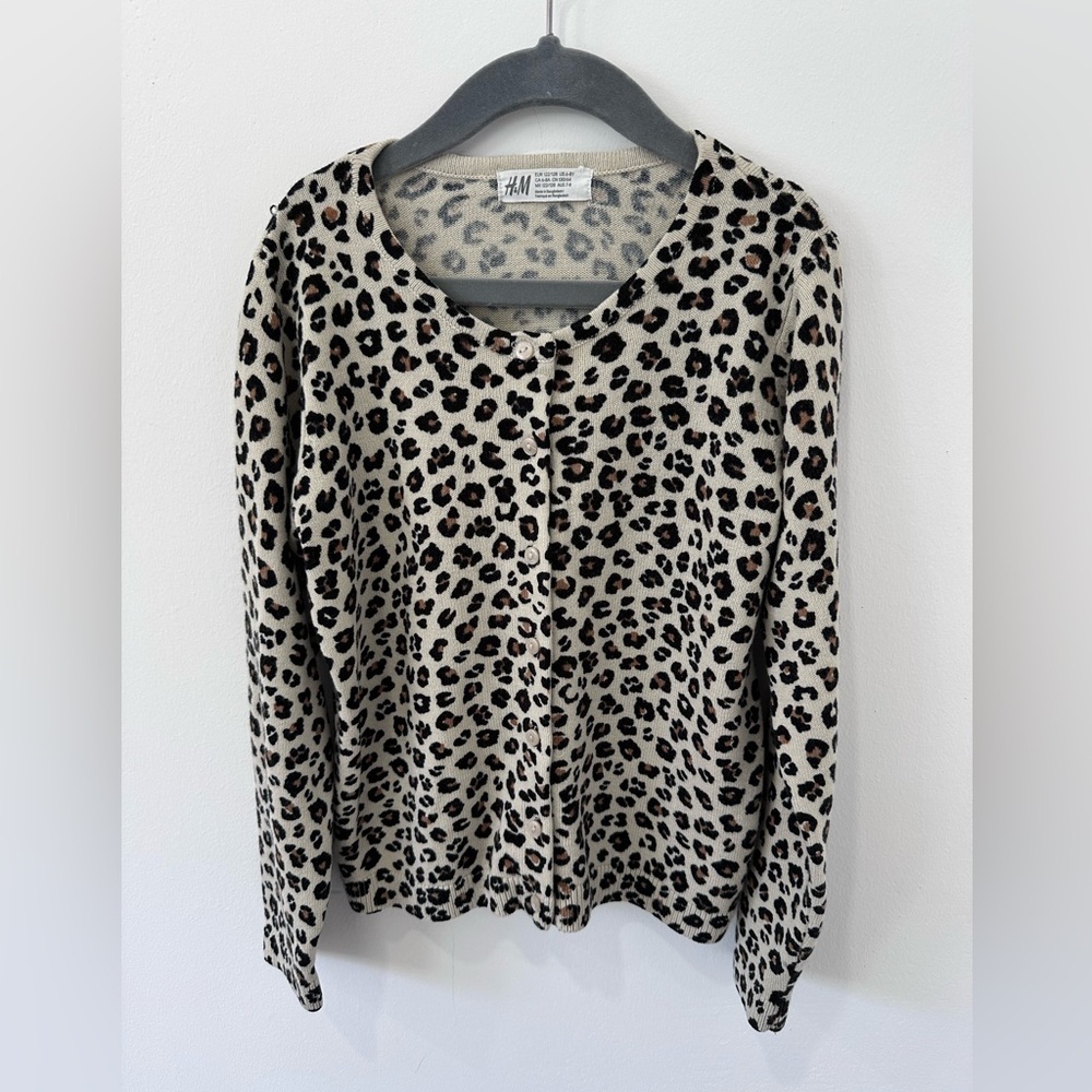 H&M Girl’s Animal Print Button-Down Sweater Cardigan - Size US 6-8Y